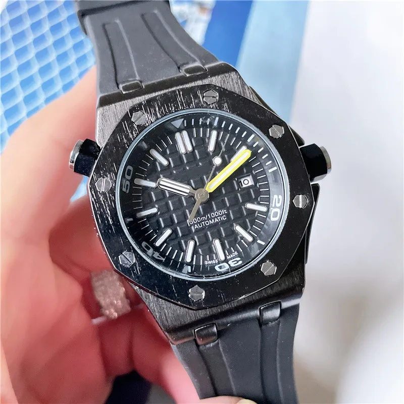 2022 New Mens Watch Automatic Quartz Hour Hand Wristwatch Stainless Steel High Quality rubber Strap Fashion Multifunction Waterpro308u