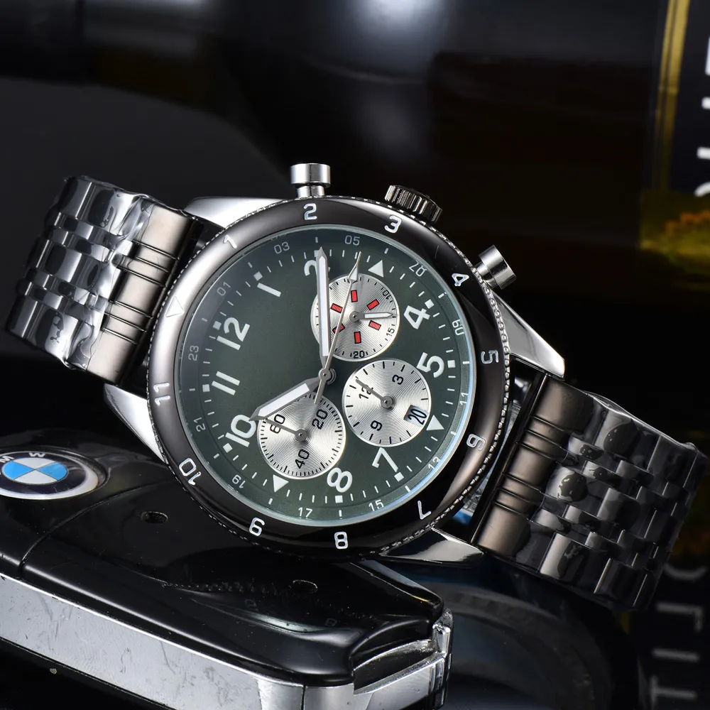 Полные брендные часы для запястья мужчины мужской случайный спортивный стиль роскошные стальные металлические металлические Quartz Clock Br 05