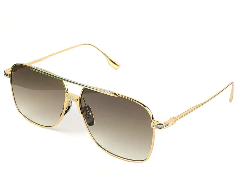 Top K Gold Men Design Sunglasses Alkam Square Metal Frame de style avant-garde simple de haute qualité UV400 Eyewear avec 3522