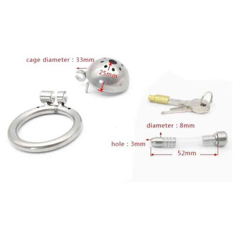 Nxy Sm Bondage Male Chastity Device Super Small Short Cock Cage with Stealth Lock Ring 304 Stainless Steel Penis Rings Bdsm Sex Toys for Men 220423