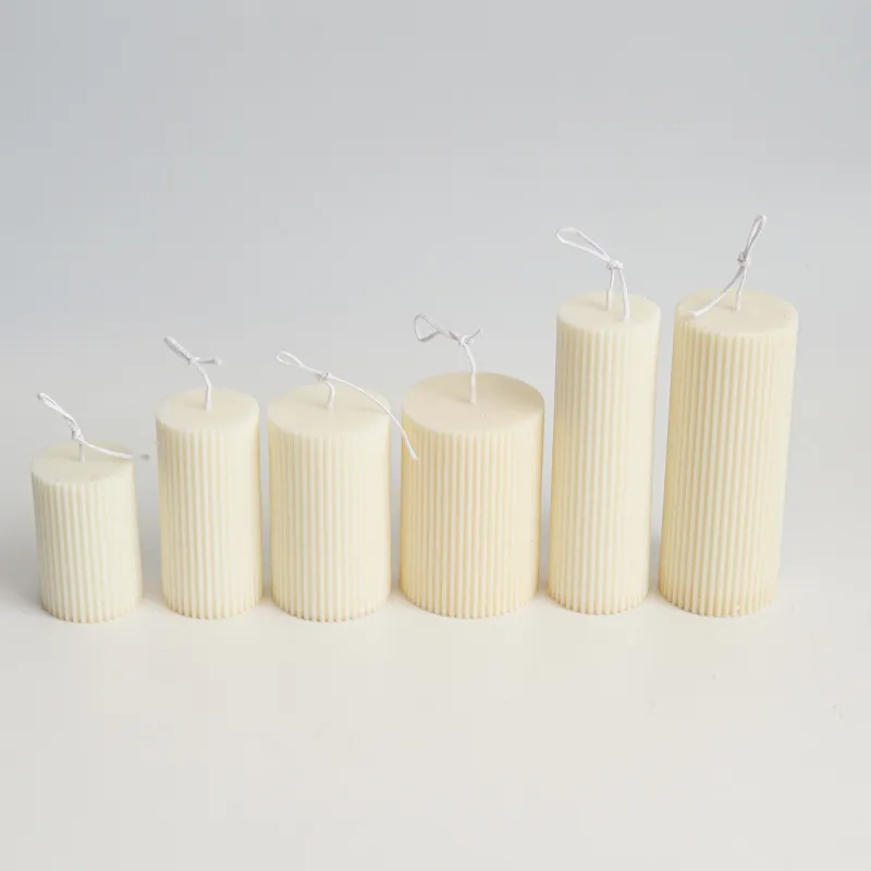 DIY Pinstripe Round Fine Tooth cilindrische kaarsen plastic schimmel gestreepte pc acryl maken kit S 220721
