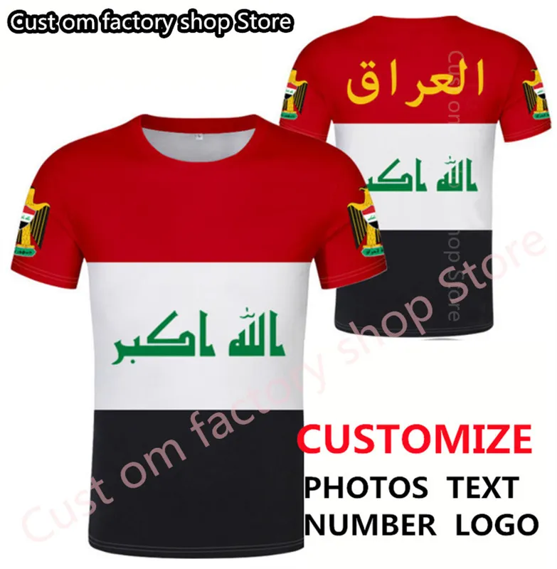 العراق T Shirt DIY مجاني مخصص رقم اسم IRQ تي شيرت الأمة العلم IQ البلد جمهورية الإسلام العربية الطباعة العرب بو الملابس 220609