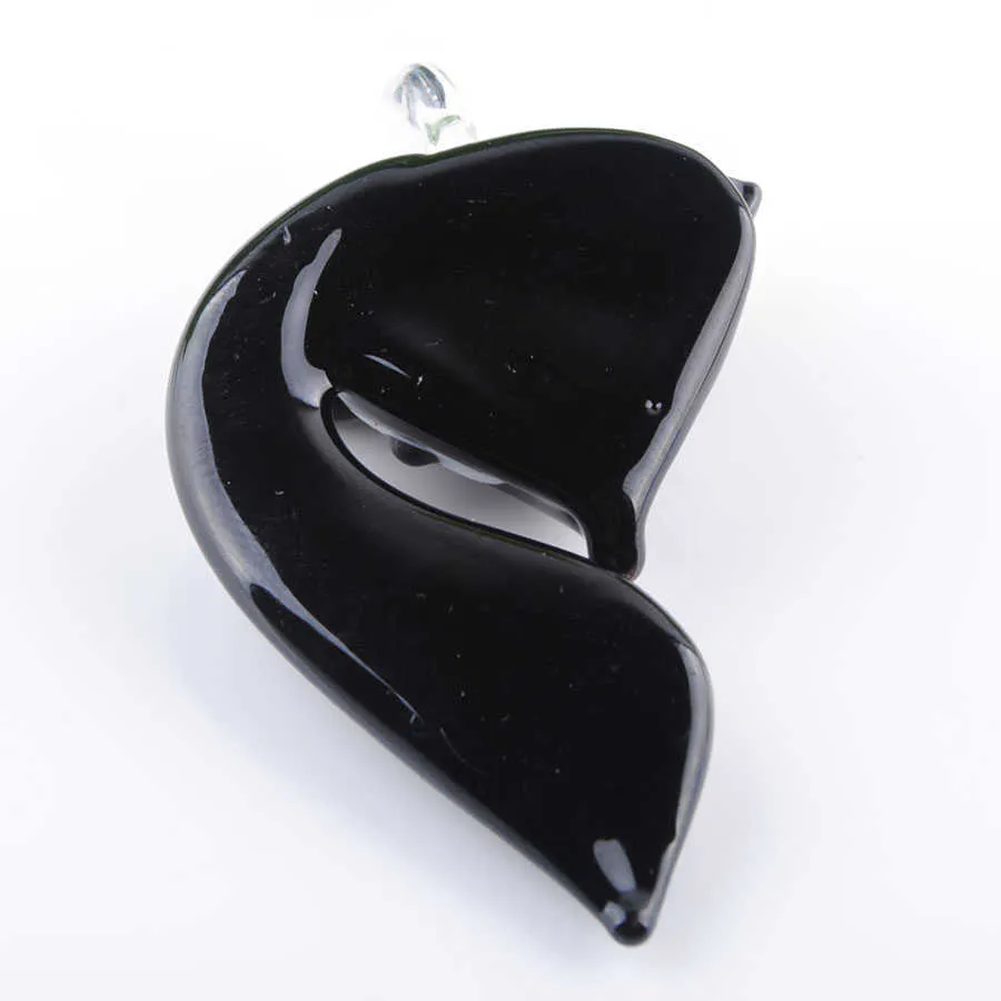Wojiaer Black Clever Fox Lampwork Glass Bead Animal Murano para SP Collar H3060