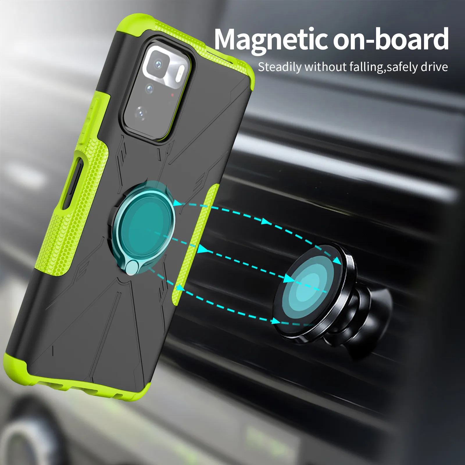 Magnetic Metal Ring Support Armor Shockproof Cases For Xiaomi Redmi Note 10 Pro China Poco X3gt Pc+tpu Shock Absorber Protective Cover