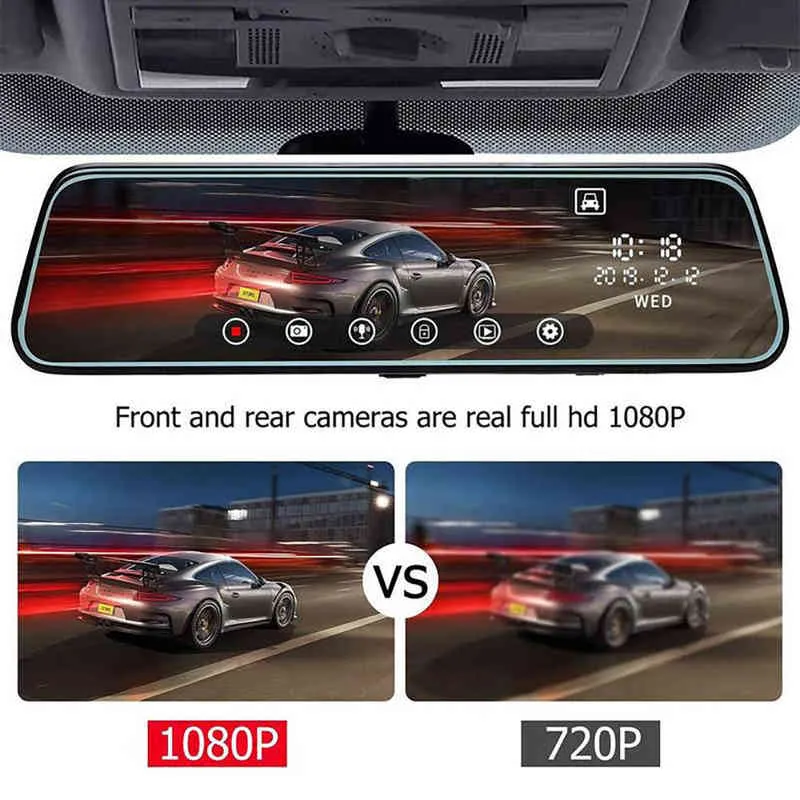Dashcam P Full HD Car DVR Dual Lens Vision Night Vision View Vue Caméra Driving Gsensor Vehicle Monitor Inverse Image J220607