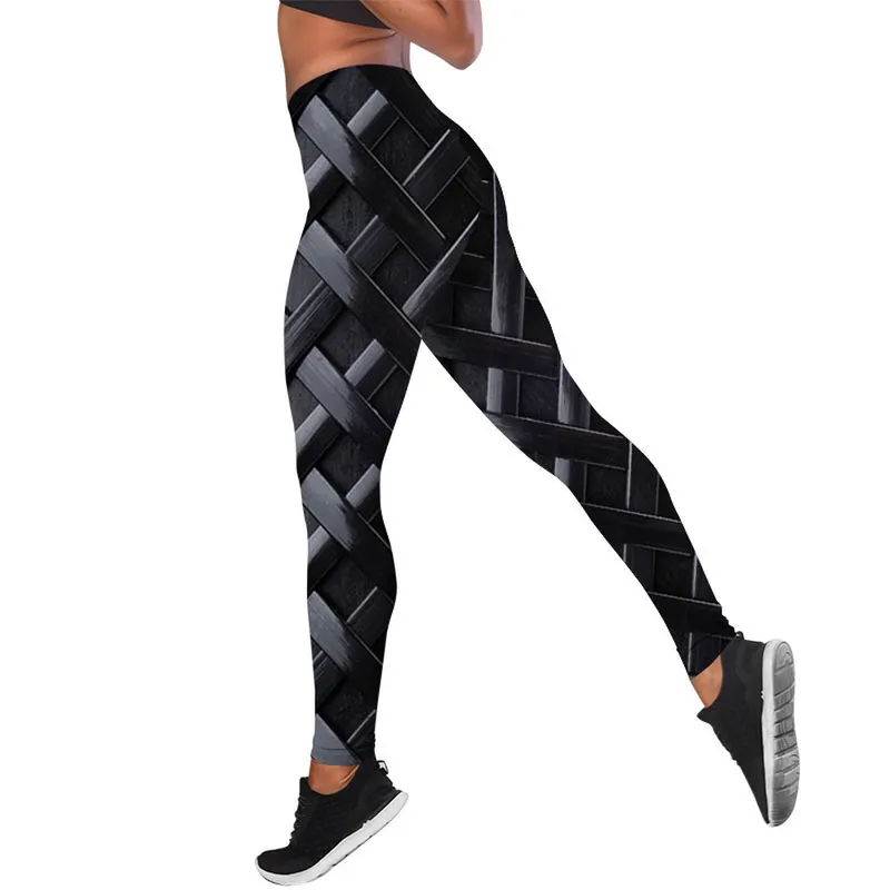 Leggings con stampa in tessuto con armatura in ferro Leggins con stampa hip-hop a vita alta Push Up Pantaloni fitness elastici da allenamento 3D W220617