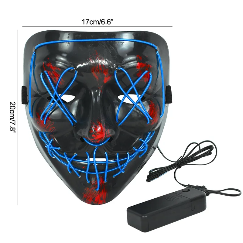 Led Mask Luminous Glow in the Dark Mascaras Halloween Party Cosplay Masques Horror Props Neon Light Masquerade 220707