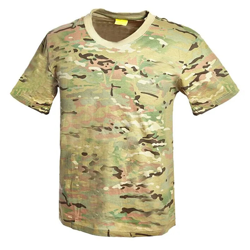 Mege wojskowy kamuflaż oddychający tshirt Mężczyźni Summer Cotton Tshirt Army Camo Camp Tees 2204202929954