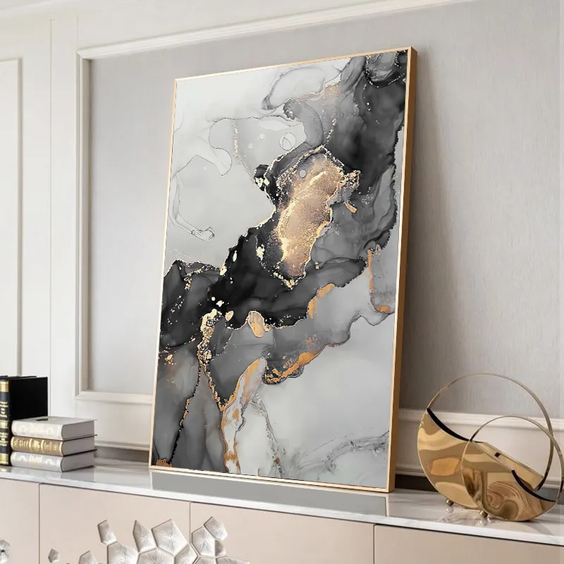 Gold Black Marble Canvas Poster Modern Abstract Wall Art Painting Nordic Posters and Prints Wall Pictures for Living Room Decor
