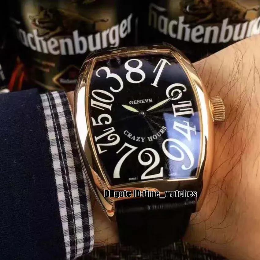 Wysokiej jakości szalone godziny automatyczne męskie zegarek Rose Gold Case Black Dial 8880 CH Kolor Numer Gents Sport Watches zegarki skórzane S260E