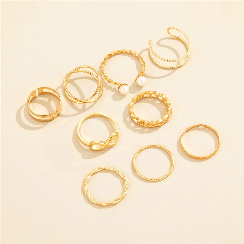 Punk Gold Wide Chain Rings Set For Women Girls Fashion Irregular Finger Thin Gift Female Knuckle Jewelry Party 220719