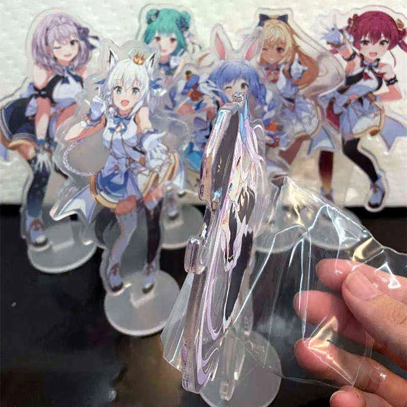 Cutey Hololive Vtuber acrylique Usada Pekora Uruha Rushia Hosimati Suisei Inugami Korone sacs support modèle Anime Figure porte-clés AA220318