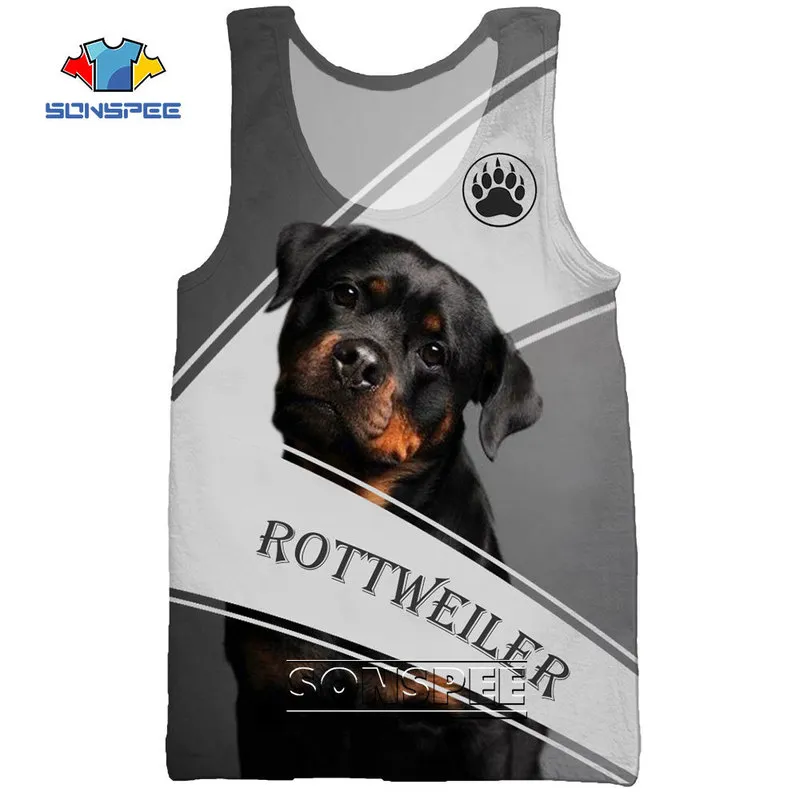 SONSPEE 3D Imprimer Rottweiler Animal Chien Visage Hommes Mer Débardeur Drôle D'été Casual Bodybuilding Gym Muscle Gilet Sans Manches Chemise 220627