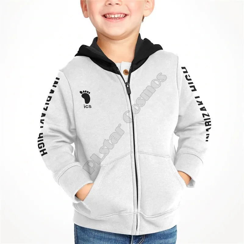 Custom You Name Haikyuu Inarizaki Ibero Kids Unisex Zipped Hoodies 3D Printed Pullover Cosplay Costume Boy for Girl 220704