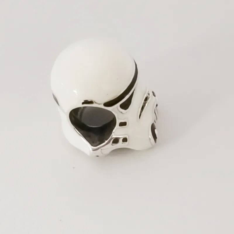 Star W@rs Stormtrooper Helmet Charm 925 Silver Pandora Charms for Bracelets DIY Jewelry Making kits Loose Bead Silver Enamel & Clear CZ wholesale 791454C01