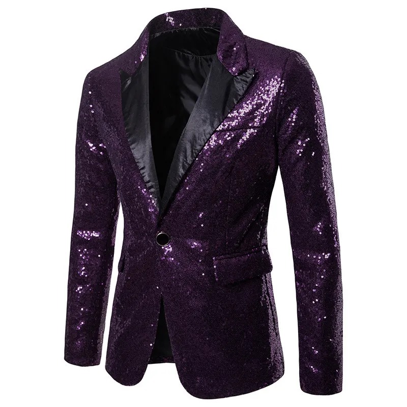 Men Glitter Sequin Suit Jackets Fancy Show Costume Party Coats Men Wedding Party Blazer Gentleman Button Dance Bling Formal Suit 220527