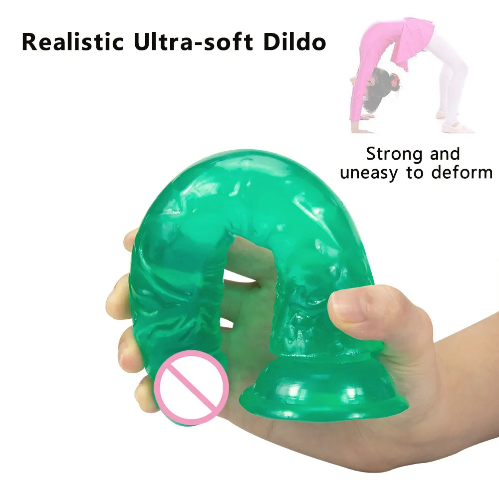 Dildo colorido Aparelho feminino Cristal transparente Brinquedo sexy Adequado para Massagem Vagina Anal Masculina