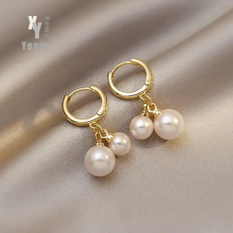 Dangle & Chandelier Simple Pearl Pendant Drop Earrings For Women's Korean Fashion Jewelry Exquisite Accessories Wedding Party Girls