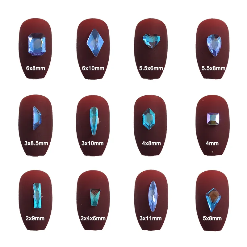 Mixed Shape Nail Art Flat Back Multi Ccolor High Quality Crystal Stone 3D Fingernail DIY Decoration Accessories 220630