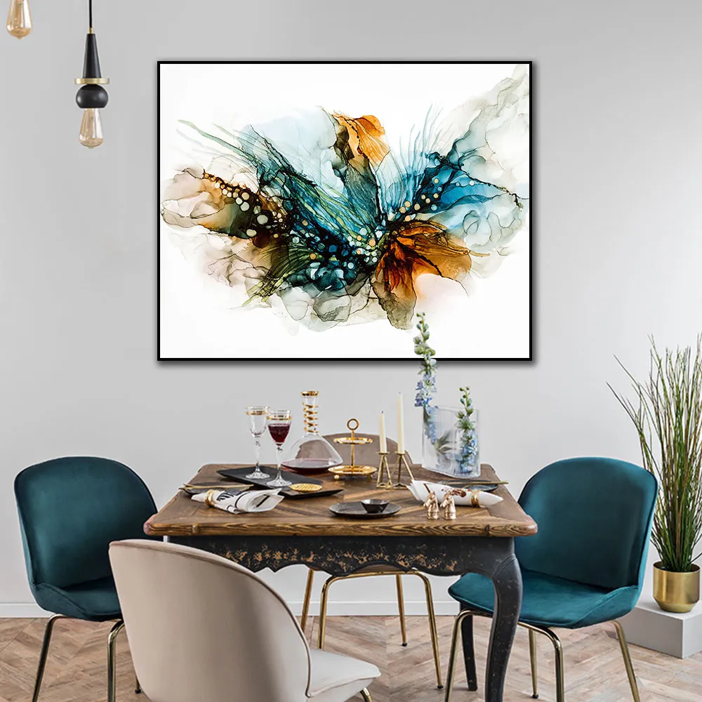 Abstract Colorful Colorful Blue Brown Painting on Canvas Lanscape Prints and Posters Wall Art for Living Room Home Decoration