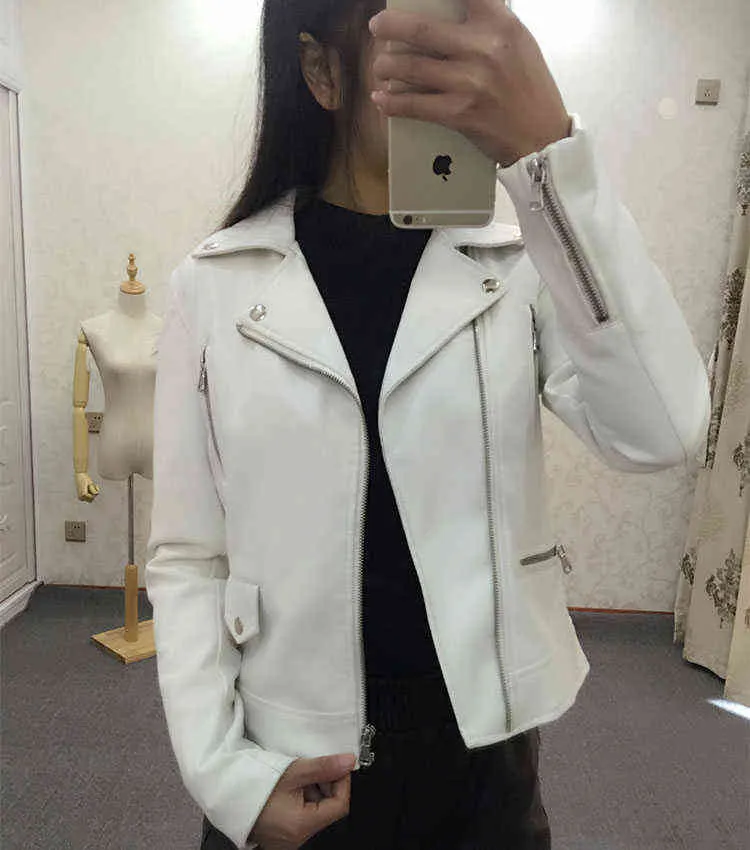 Moteur Veste En Cuir Blanc Femme Manteau 2022 Manteau Femmes PU Faux Basic Biker Lady Outwear Printemps Automne Survêtement Automne Vêtements Top L220728