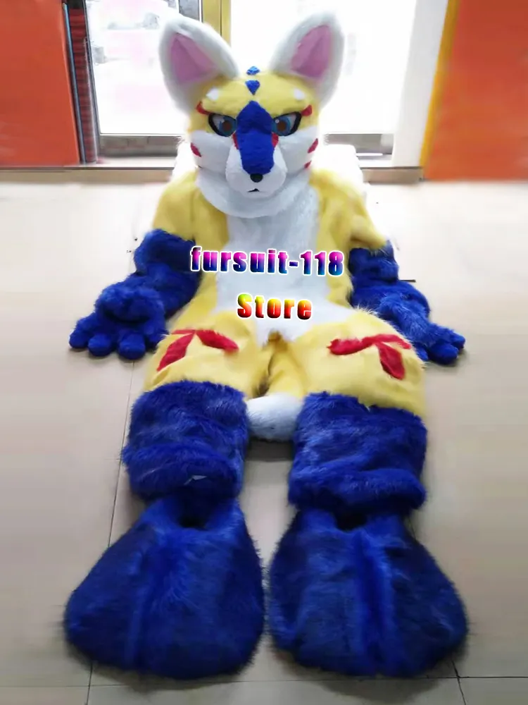 Fursuit Langharige Husky Dog Fox Wolf Mascotte Kostuum Bont Volwassen Cartoon Karakter Halloween Party Cartoon Set # 130