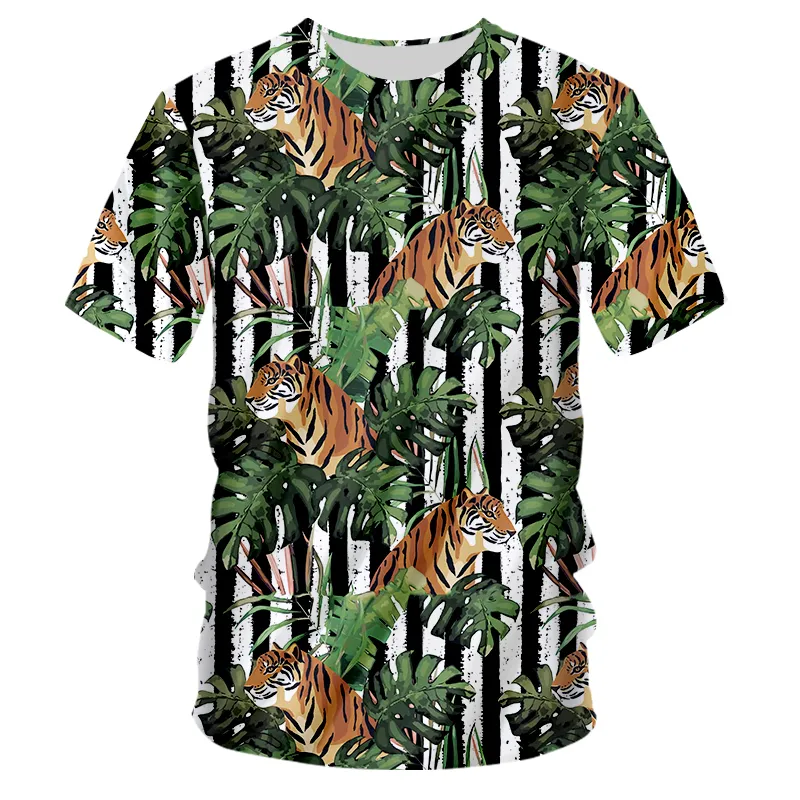Shorts Set Men Summer Leaf Tiger Anzug Modedruck T -Shirt Shorts Sportswears 2 Stück Sets männlicher Jogger Tracksuit 220622