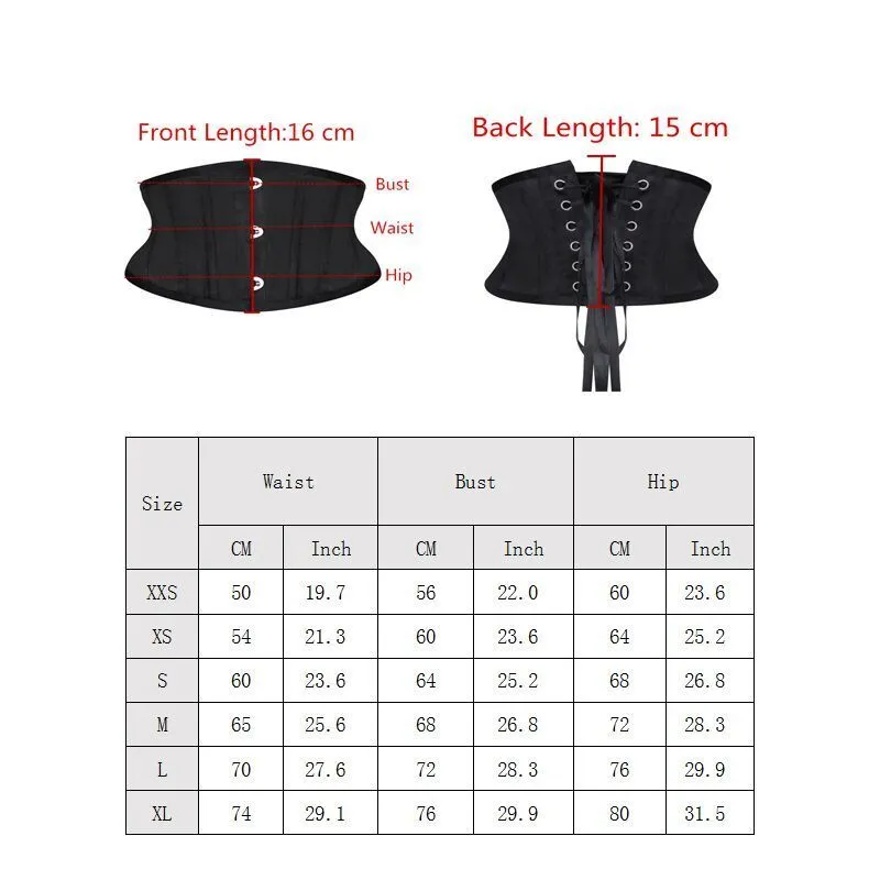 Burvogue Femmes Traineur Sincall Shaper Belt Short Torse Satin Underbust Corset Sexy Lace Up Bustiers Corsets 220615