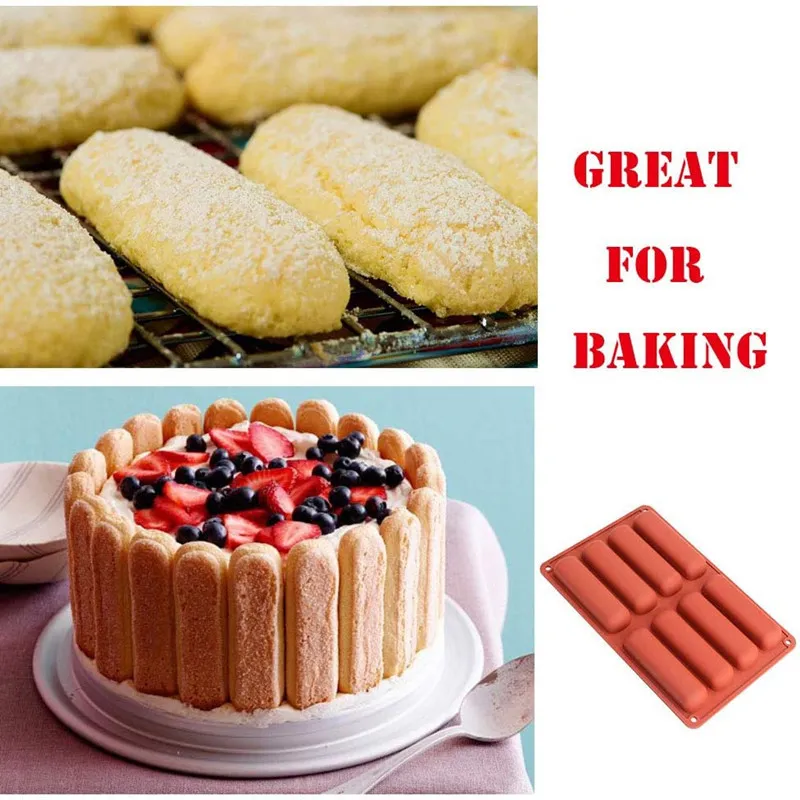 Goldbaking Long Strip Moules à gâteaux en mousse de silicone Moule à savon au chocolat Twinkie Pan Eclair Moule 220601