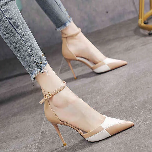 Sexy All-match Baotou Sandals 2021 French Word with Small High Heels Stiletto Fashion Women Shoes Temperament Women Shoes G220527