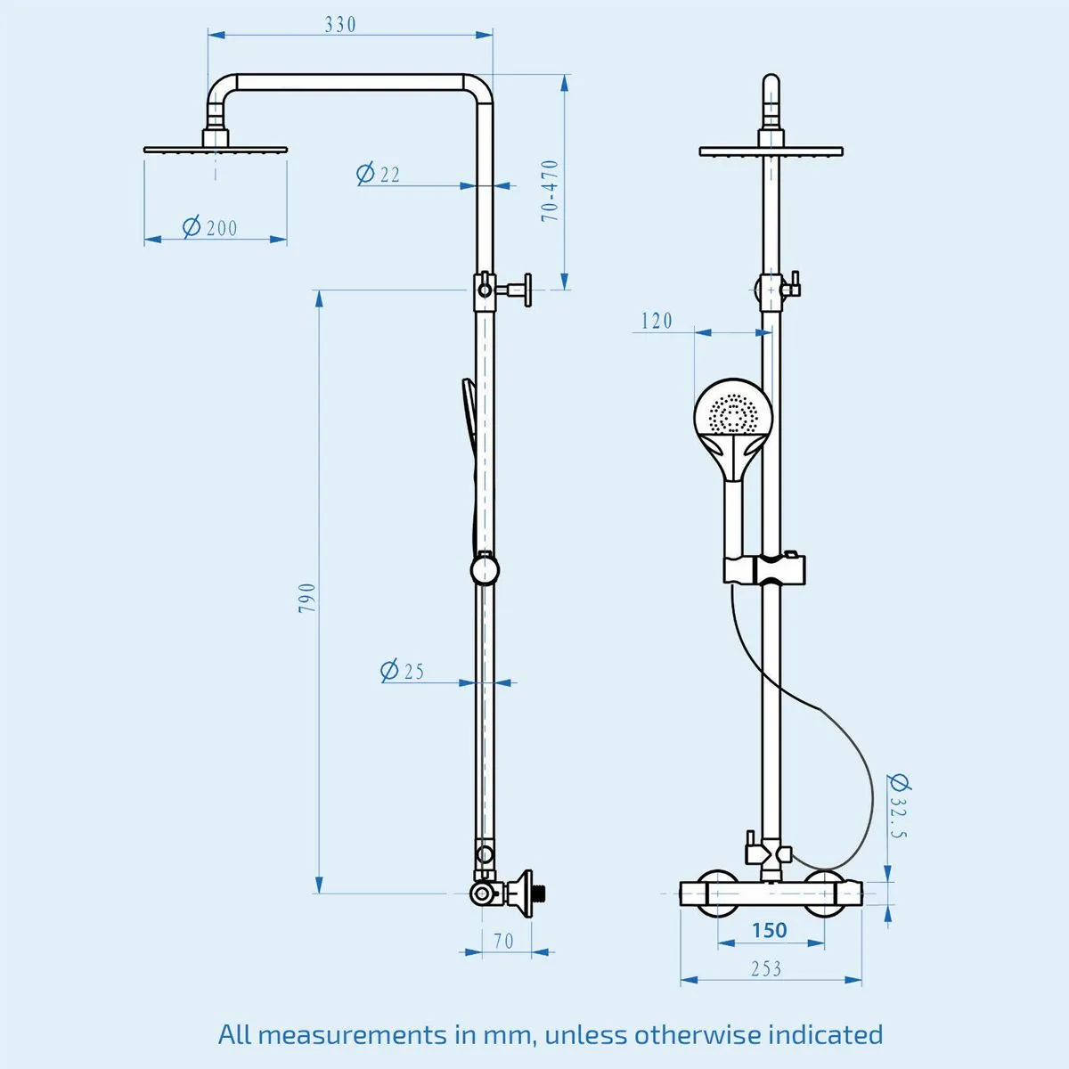 Thermostatische regendouche kraan koude douchekraan badkuip ronde vierkant thermostatische douchemixer