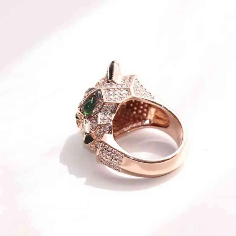 Популярное кольцо с головой леопарда, инкрустированное бриллиантами, шафрановый гранат, гепард, темперамент, подарок для мужчин и женщин4549580