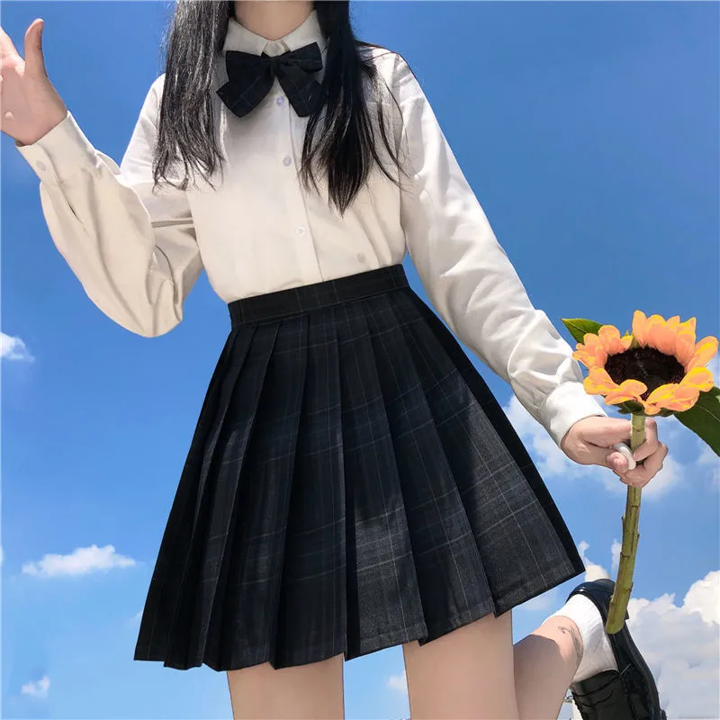 Houzhou Gothic Black Plaid Jirt Femmes Kawaii Harajuku haute taille plissée Mini jupes japonaises uniformes de l'école Preppy JK 220322