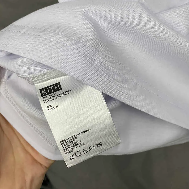 Klasik Kith Box T-Shirt Sıradan Erkek Kadın Yüksek Kaliteli Çiçek Baskı Kith Tee Siyah Beyaz Kayısı Kısa Kollu