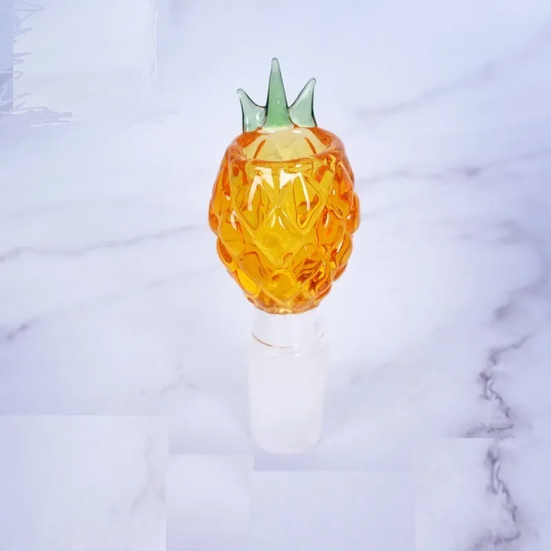 Newest Wholesale 14mm glass bowl Male Joint Handle Beautiful Slide pineapple shape bowl piece smoking Accessories For Bongs Water Pipes