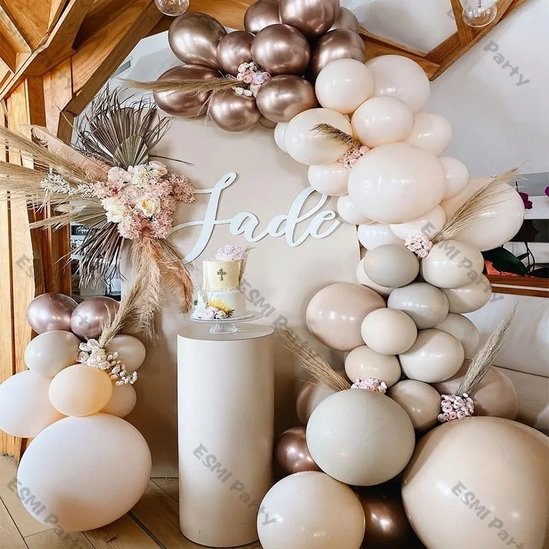 İki kat allık çıplak kit boho dekorasyon garlad metal bakır balon kemer düğün partisi globos bebek duş balonları dekor 220811