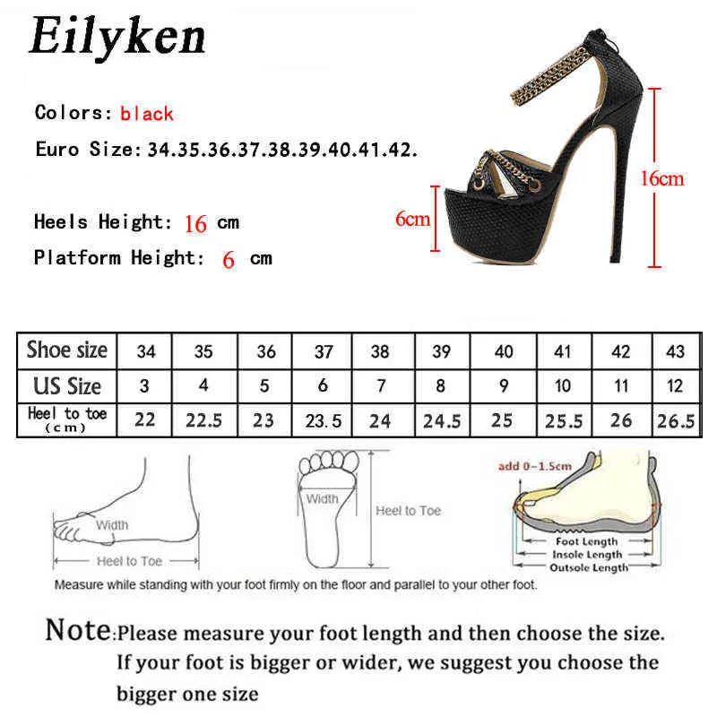 Sandały Eiluken Nowy Łańcuch Kobiety Letnia Platforma Wysokie Obcasy Buty Zipper Moda Peep Toe Slides Stripper 220317