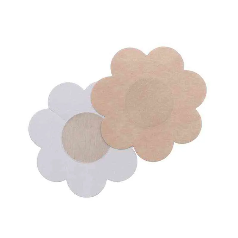 Nxy Breast Pad Disposable Non Woven Nipple Covers Round Petal Pasties Self Adhesive Chest Sticker Invisible No Show Breast Pads Bra 220610