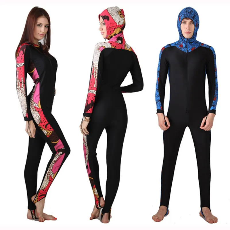 SBART UPF 50  Lycra Badpak Rash Guard Lange Mouw met Hood Duikpak Anti UV Surf Mannen Vrouwen Badmode Zon Bescherm 220420