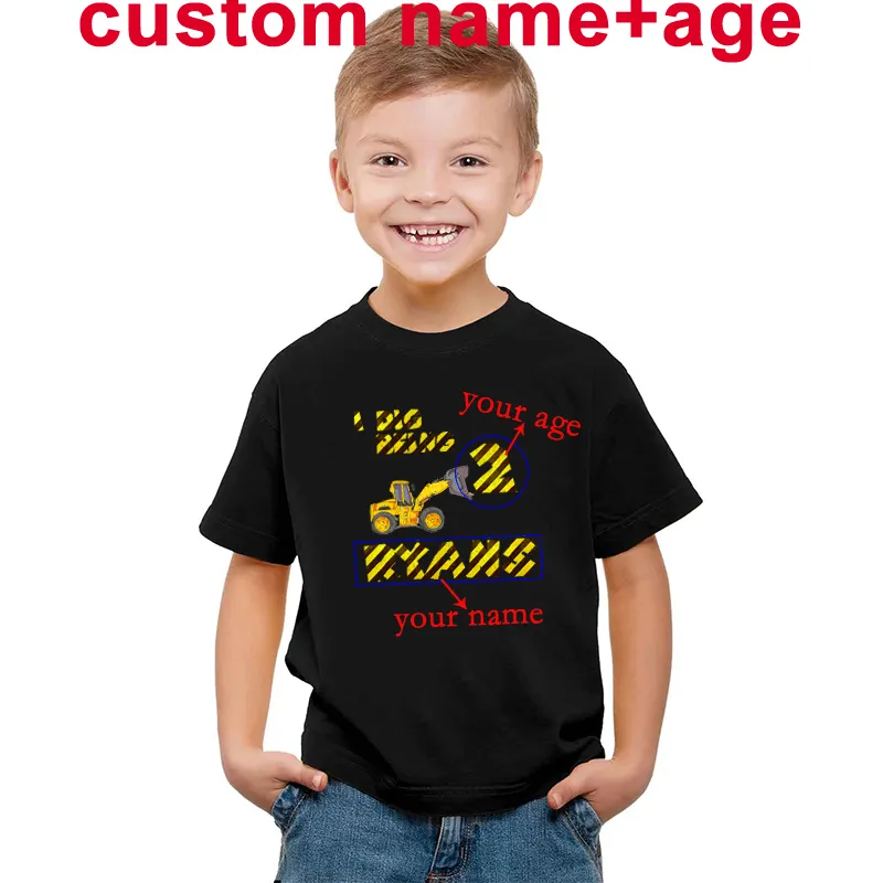 Grävmaskin t -shirt ditt eget designnamn flickor anpassade barn diy nummer ålder t shirt baby pojkar kort ärm t shirt barn 220616