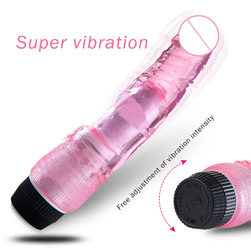 Consolador grande realista de silicona de cristal, estimulador vibrador de punto G, varita de masaje multivelocidad, juguetes para adultos para mujeres