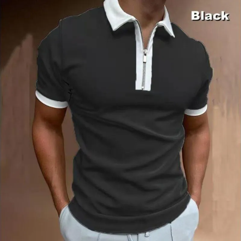 Chemise de golf d'été pour hommes simple couleur unie revers demi-zip à manches courtes t-shirt affaires décontracté grande taille polo 220616