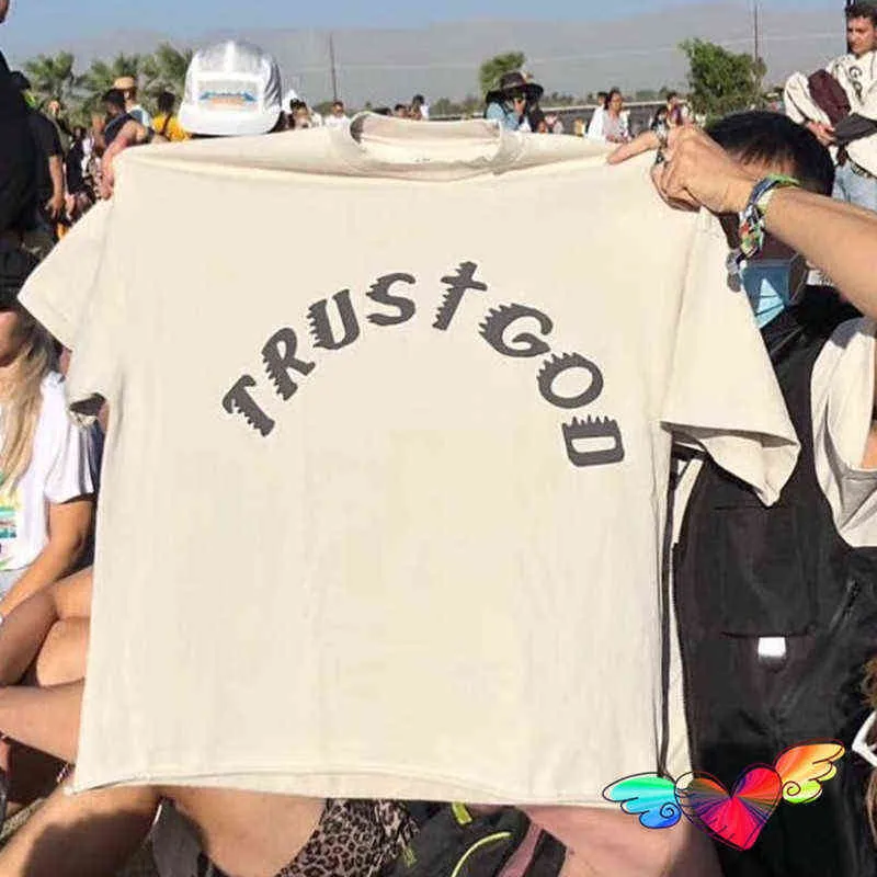 2022 Trust God Tee Hip Hop Sunday Service Tour T Shirt Hommes Femmes Haute Qualité Ye Tops Mousse Impression Short SleevesT220721