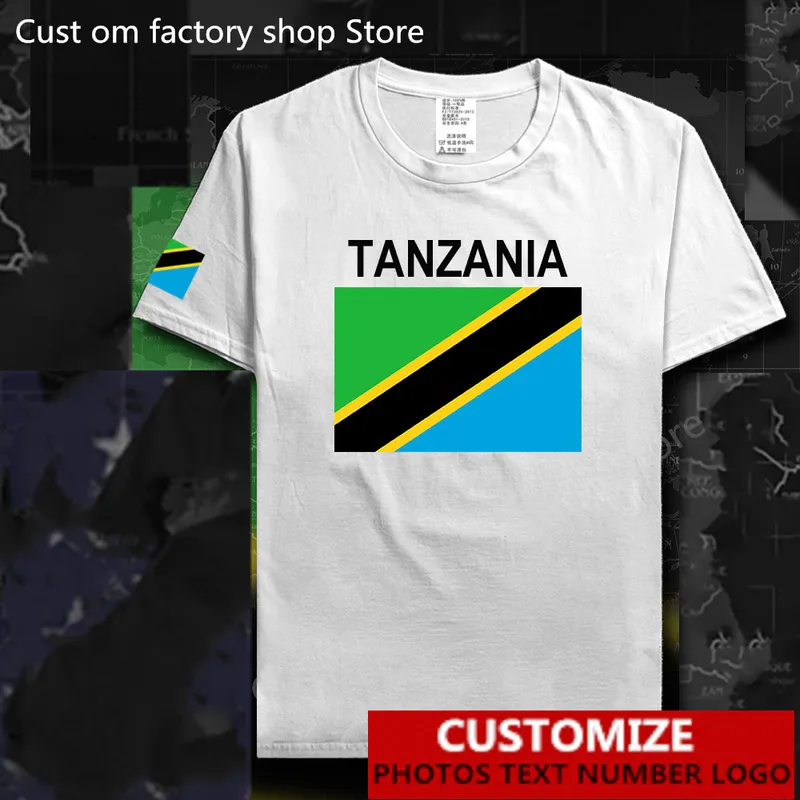 Camiseta con bandera de país de Tanzania, camiseta personalizada gratis, camisetas de algodón con nombre DIY y número 100 220620