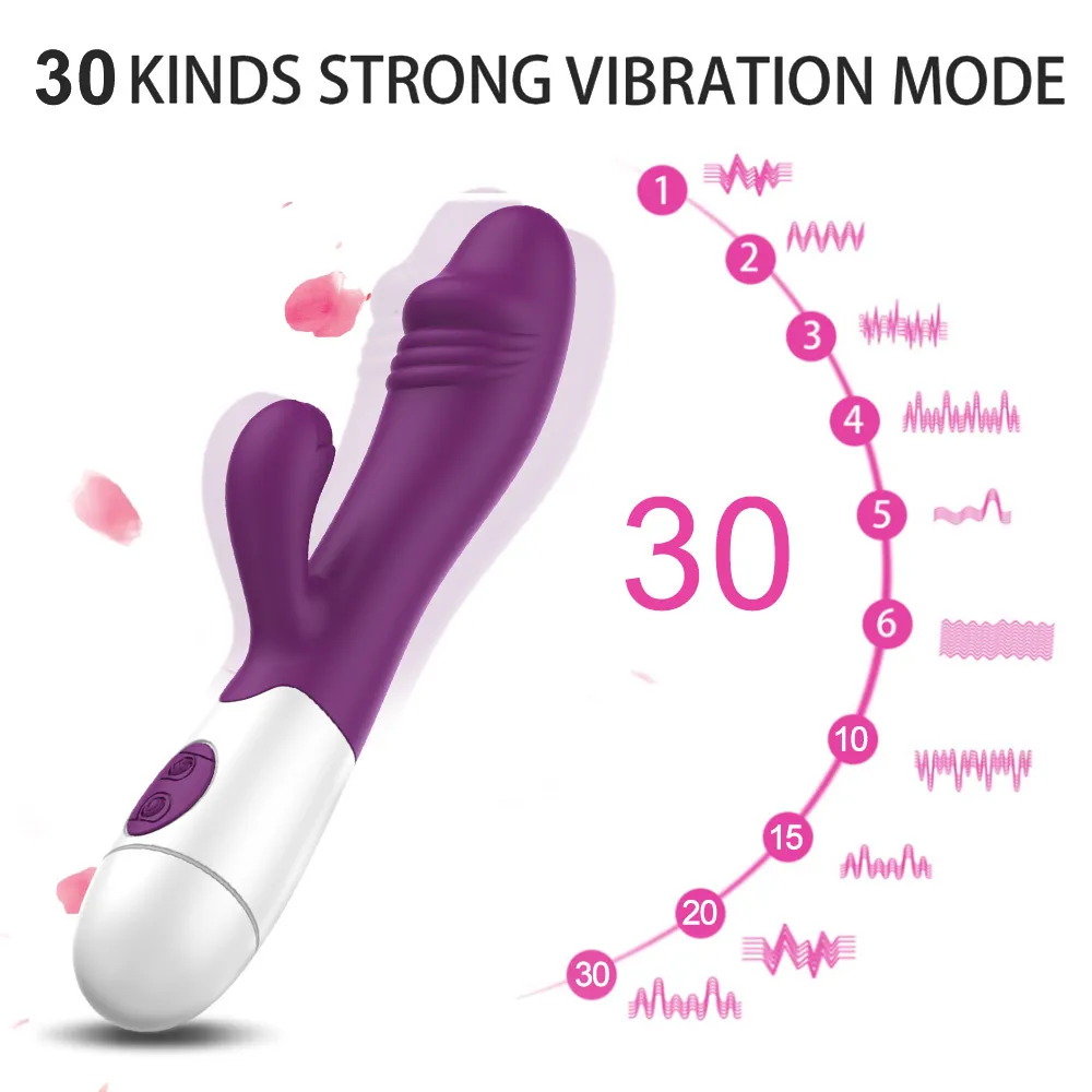 Vatine Rabbit Dildo Vibrator Anal Vagina Massage G-Spot Kvinnlig Masturbator Batteri Dual Vibration Vibrators For Women Sexy Toys