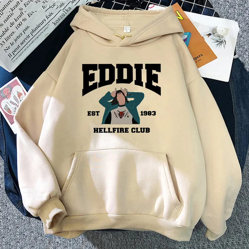 Eddie Munson Stranger Things 4 Hoodie Women Fomen Asythetic Hellfire Club Hoodies للجنسين Harajuku Witshirts Hoody Complements 220727