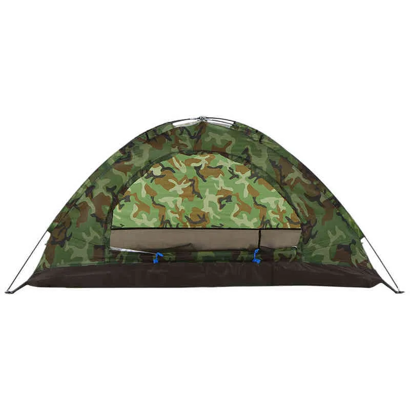 Utomhus 1/2 personer Camping tält 200 * 130 * 110cm PU1000mm Polyester Enstaka lager Tält Bärbar Camouflage Vandring Utomhus Tält H220419