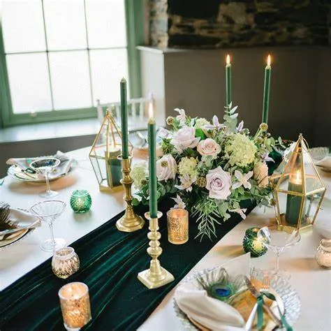 Ru114a Festa de aniversário de casamento decoração verde escuro Borgonha Borgonha Ivory Pink Velvet Table Runner 220810