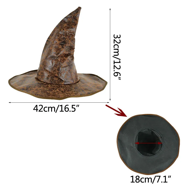 Halloween Witch Hat Wizard Wizard Cosplay Accessories Кожаная крышка для карнавальной карнавальной партии Хэллоуин.