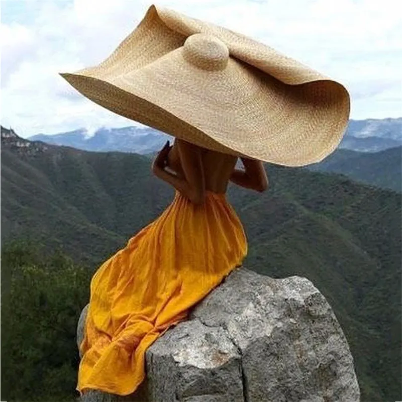 Chapeau de plage d'été de 90cm, Protection antiuv, capuchon de paille, chapeaux d'ombre pliables, chapeaux de soleil 220526